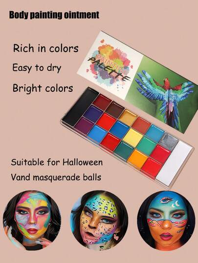 Athena Face & Body Paint Oil Palette  Body Painting Cream Has A Gentle Formula, Long-Lasting Makeup, Bright Colors, And Is Washable And Quick-Drying.    It Is A Fluorescent Facial And Body Makeup Suitable For Party, Halloween And Carnival Makeup