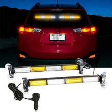 Barra de luces de advertencia de tráfico 2 en 1 de 2x17.9 pulgadas, ámbar/blanco, para camiones, luces de interiores del tablero