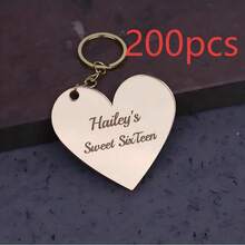 Customized Heart-Shaped Keychains (10/30/50/100/200 Pieces) - Multicolor - View 11
