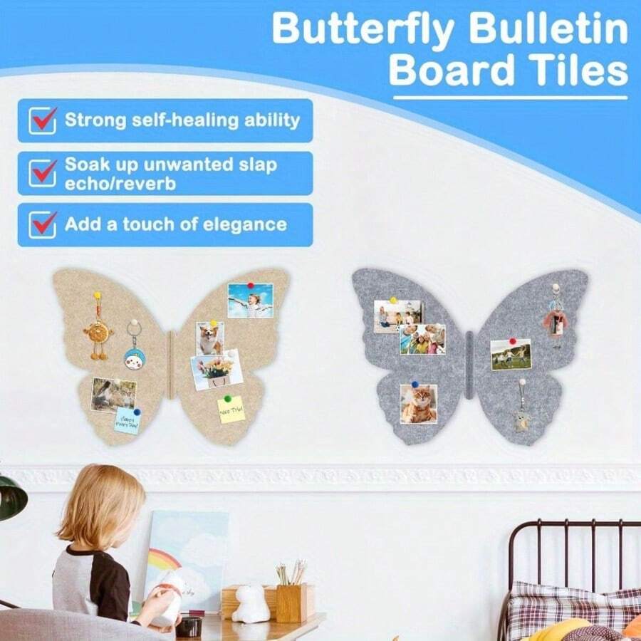 1块40*30厘米毛毡蝴蝶板，告别凌乱的墙壁，毛毡板，多用途，超级方便。适用于房间整理、教室装饰、派对DIY墙面装饰、返校用品、毕业派对装饰配件、圣诞夜和新年装饰配件 - 多色/A - 查看 1