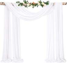 8 Panels 28" X 20ft Dusty Rose Wedding Arch Draping Chiffon Fabric For Ceremony, Arbor Drapery, Reception Decor, Party Sheer Backdrop Curtains, 2025 - 白色 - 查看 13