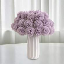 Crisantemos artificiales con tallo para ramos, jarrones, centros de mesa y decoración del hogar y bodas. - Morado - Ver 2