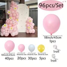 96pcs Pastel Pink, White, Yellow Balloon Arch Decoration Set, Suitable For Birthday, Wedding, Bridal Shower Party, Gender Reveal, Sweet Floral Party Decor For Wedding, Anniversary, New Year Home Decor, Room Backdrop, Party Decoration, Birthday Balloon Decor, Photography Props - Multicolor - View 2