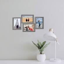 Portaretratos de Pared para Collage de 4 Fotos 4x6 (10x15cm) - Cuadro Decorativo en Gris Mate, Ideal para Decorar - Gris - Ver 5