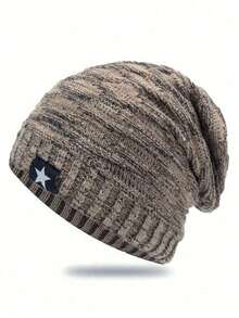 Gorro de inverno masculino em tricô com forro térmico - Mantenha-se aquecido no frio! Gorro de tricô quente, gorro de malha com borda enrolável e macia, proteção para as orelhas com etiqueta de couro, lavável à máquina, tecido de tricô grosso, gorro para ciclismo ao ar livre que mantém a cabeça aquecida, escolha ideal para acessórios de inverno. - Multicolorido - Ver 13