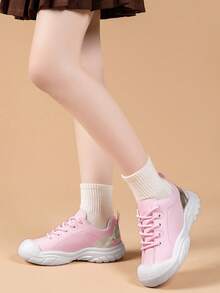 Cute Patchwork Comfortable Tennis Shoes, Casual Sports Shoes, Leisure Travel Shoes, Sweet Simple Student Shoes, Fashionable Outdoor Children Sports Shoes - Pink - View 15