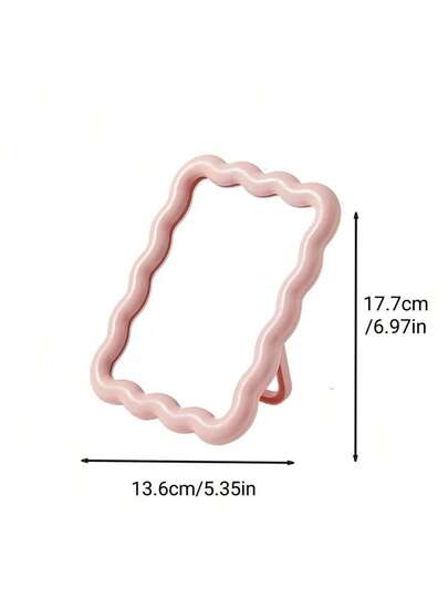 1pc Box Packaged High Definition Glass Wavy Makeup Spiegel Adjustable St Ideal Vanity, Beauty Enthusiasts, Tabletop Or Wand Mounted view 6