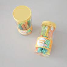 6 件儿童牙刷带吸盘和可爱动物设计，恐龙形状 - 柔软刷毛，健康牙龈 - 防滑牙刷，适合 3 岁以上男孩和女孩