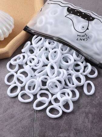 100/300pcs Solid Color Cute & Sweet Elastic, Reusable Soft Spandex Hair Ties For Girls, Suitable For Any Hairstyle, Multi-Color ,Ponytail Holders ,Hair Elastics ,Hair Rubber Bands ,Scrunchies ,Hair Rope