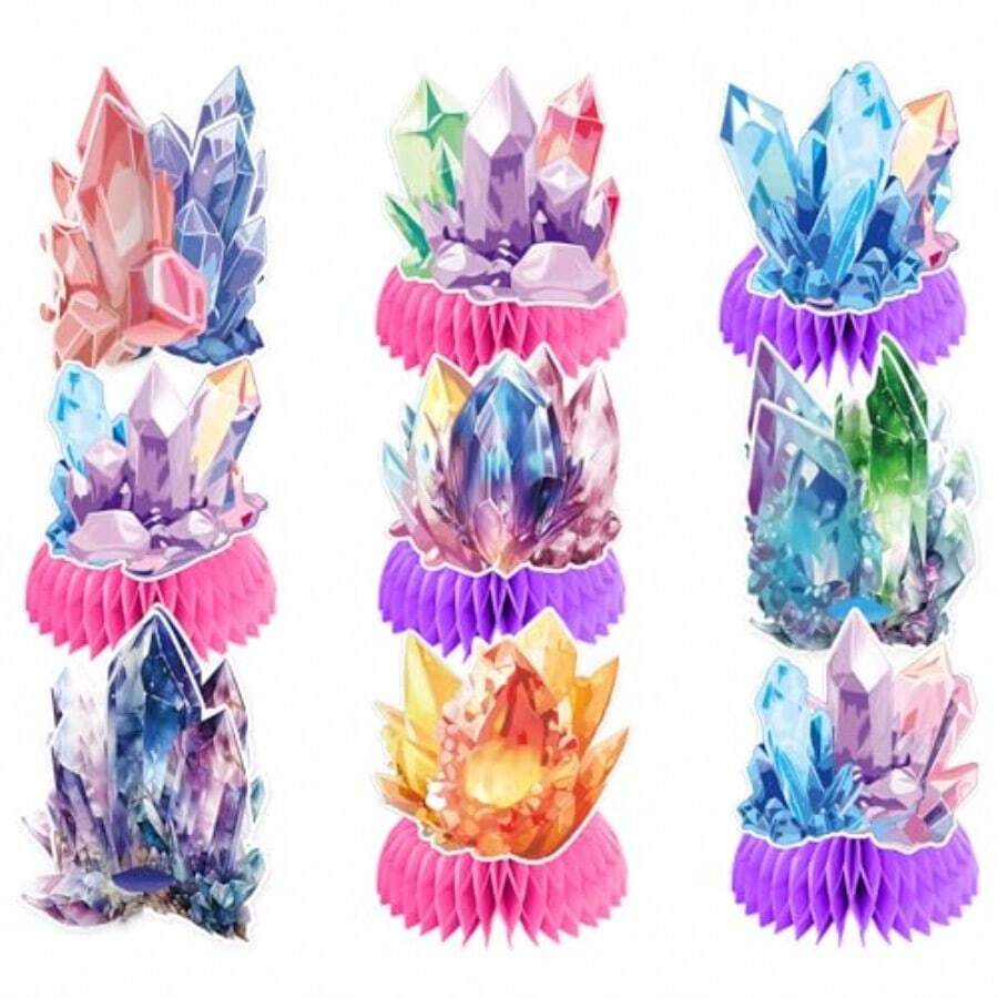 D9 Pcs Crystal Honeycomb Centerpieces Crystal Birthday Centerpiece Decorations Crystal Table Decorations For Diamond Crystal Party Decorations Party Plies - như hình ảnh - Xem 1