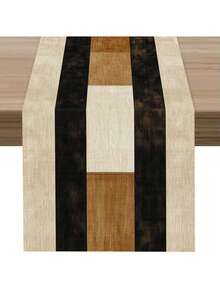 1 pieza Camino de mesa estilo bohemio con bloques de color - 100% poliéster tejido satinado, tonos neutros (beige/negro/marrón/blanco) para decoración interior/exterior de restaurante, entrada, mesa de café y celebraciones festivas, decoración de camino de mesa - Marrón - Ver 9