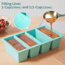 Silicone Freezer Tray For Sauce Cube: Silicone Freezing Tray For Broth Soup Storage - Freeze 250mL 125mL Souped Portion - AQUA - 查看 5