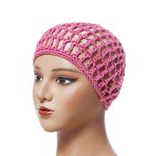 1件加厚线钩编网帽睡袋网袋发帽，美发工具，美发用品，旅行必备，旅行，理发师，发型师，理发师配件，情人节，美发用品，发型师，理发店，沙龙，度假必备，美发产品，理发店，情人节礼物，女士旅行必备，发型师工具 - 黃色 - 查看 4