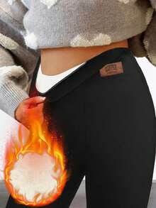 1pc Autumn High Waist Flare Pants, Casual Everyday Versatile, Slim Lining, Warm Flare Leg Pants, Warm Yet Not Bulky, High Waist Flare Yoga Pants, Lifting Waist Flare Pants, Tummy Control Lifting Waist Lining Sports Pants