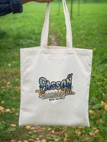 1 Pc Of Personalized Canvas Bag With Custom Text Or Images. Perfect For Casual Shopping, This Tote Or Crossbody Bag Features A Large Capacity, Lightweight, And Stylish Design. The Lettered Design Is Portable, Versatile, And Highly Practical.
