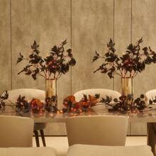 - Luces de rama negra de Halloween con hojas de arce, 120 luces de 32 pulgadas, funciona con pilas, para interiores, ramas artificiales iluminadas con temporizador, luces blancas y naranjas - Negro - - Ver 8