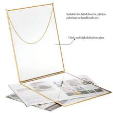 Marco de Fotos de Latón Dorado de 22, 9 x 29 para Pared - Doble Vidrio, Visualización Flotante, Ideal para Flores Presionadas Ilustraciones - Multicolor - Ver 5