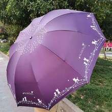 1pc Random Floral Pattern Umbrella, 10 Ribs Black Coating Sunshade Umbrella, Printed Umbrella, Large Dual-Use Rain & Sun Protection Umbrella, Outdoor, Garden, Travel Essentials, Portable Essentials, Beach Essentials, Graduation Season, Commencement, Graduation Ceremony, Graduation Gift - Multicolor - View 3