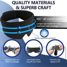 弹性冰袋面罩，缓解眼部疲劳、头痛 - 冷热疗法，符合人体工程学设计，放松眼部 - 黑色冷热敷眼罩、冰袋睡眠眼罩、可调节遮光眼罩 - 黑色 - 查看 2