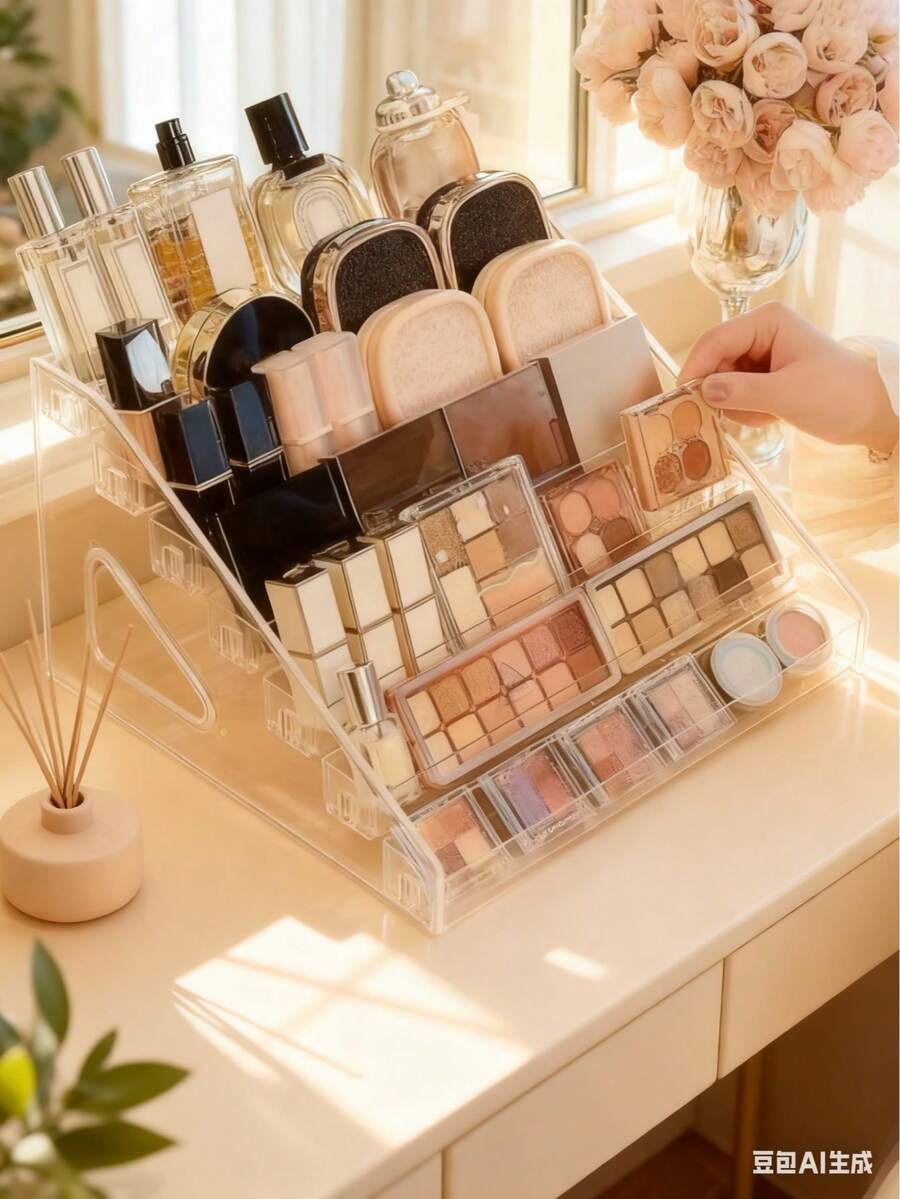 7-Tier Acrylic Stepped Display Rack, Transparent Multi-Layer Makeup Organizer Shelf For Blind Box, Cosmetics Storage,Makeup Bag,Travel Essential