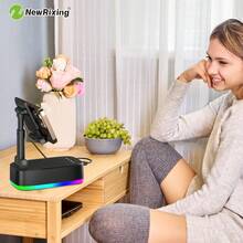 NewRixing 6W Wireless Speakers With Phone Holder, TWS Dual Pairing, 1800mAh Battery,Phone Hands Free,Mobile Power Bank,6-Hour Playtime, Hi-Fi Sound Quality, Loud Stereo & Booming Bass,USB-C Charging, Outdoor/Indoor Use, Outdoor Sound System | Adjustable Stand Speaker | Durable Build Quality, Wireless Speaker - one-size - View 9