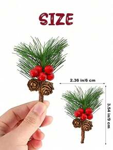 5/10/20/30Pcs Artificial Pine Picks, Pine Needles Branches With Red Berry Stems, Small Fake Berries Pinecones Branches For Crafts Tree DIY Garland Holiday Wreath Best Gifts Birthday Home Decor Christmas Decorations Room Decor Christmas Winter Christmas Decorations Home Christmas Gifts Christmas Decor - Multicolor - View 5