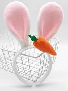 1pc Colorful Plush Carrot Rabbit Ear Headband For Women, Cute & Versatile, Suitable For Ladies/Girls Daily Wear, Holiday Party