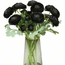 Artificial Ranunculus Flowers With Real Touch Stem, Silk Ranunculus Flowers(10 Pack) (White)-KF - Black - View 1