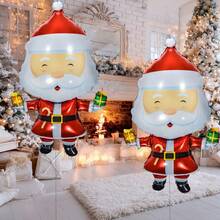2 piezas Globos de papel de aluminio con forma de árbol de Navidad y Papá Noel, globos de helio para decoración navideña en el hogar y fiestas, decoración 2026 - Multicolor - Ver 3