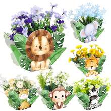 DGeyoga 24 Pcs  Baby Shower Decorations Jungle Theme Birthday Decorations Jungle Baby Shower Decor Wild Animals Centerpieces Birthday Party Plies - như hình ảnh - Xem 1