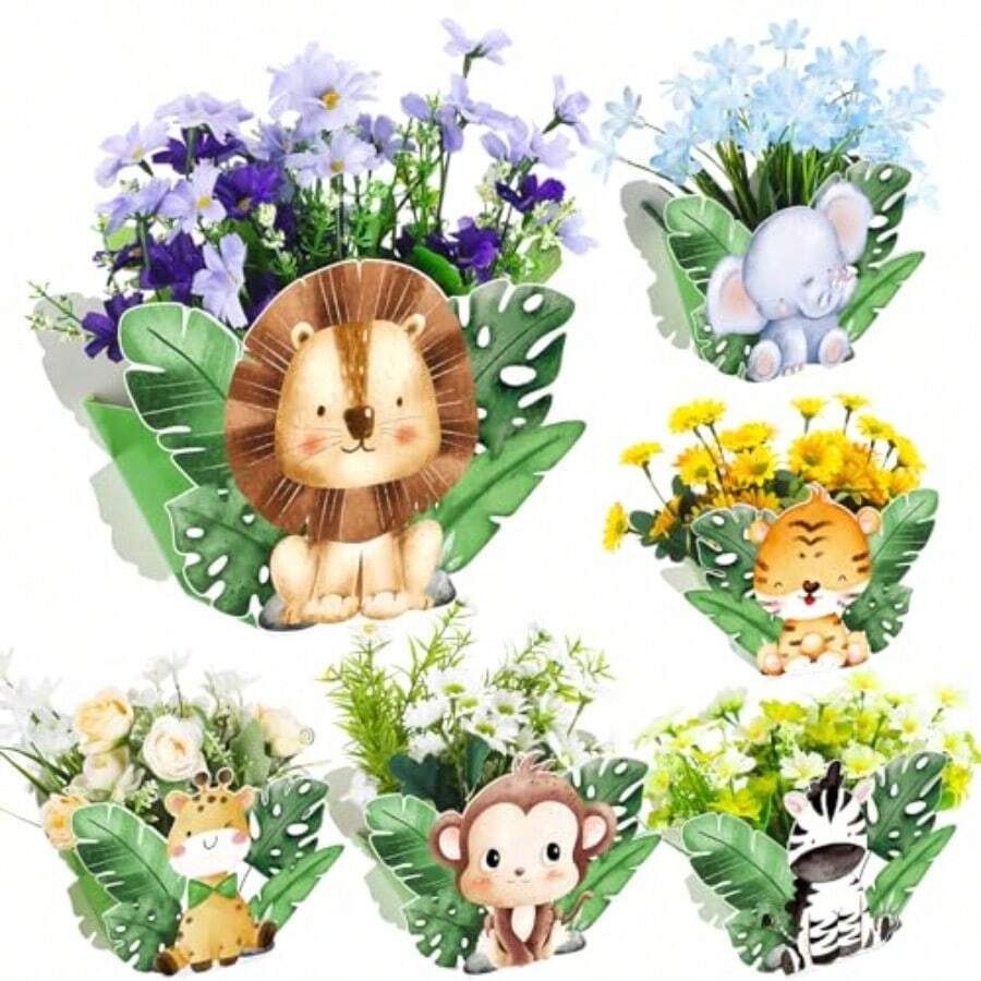 DGeyoga 24 Pcs  Baby Shower Decorations Jungle Theme Birthday Decorations Jungle Baby Shower Decor Wild Animals Centerpieces Birthday Party Plies - như hình ảnh - Xem 1