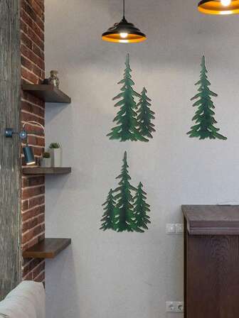 3pcs Wall Hanging Metal Christmas Tree Decor Outdoor Metal Wall Art Pine Wall Art Christmas Metal Art For Living Room Bedroom Bathroom Kitchen Porch Christmas Wall Decor