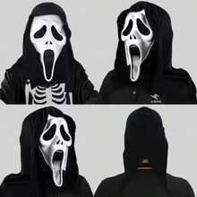 1 Peça Máscara de Fantasma Masculina, Máscara de Filme de Terror, Acessório de Fantasia de Terror Grito de Halloween (Tamanho Único), Preta