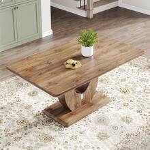 JUFU - Mesa de comedor moderna de 63 pulgadas para 6, mesa de cocina rectangular con patrón de madera oscura e para comedor, cocina - Grano de madera oscuro-63 - Ver 4