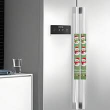 2pcs Christmas Pattern Refrigerator Door Handle Covers, Dust-Proof Door Handle Protectors For Refrigerator, Microwave, Anti-Slip Anti-Oil, Suitable For School, Office, Home, Travel