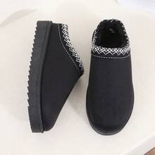 2026冬季新款出口 Uggs 女款天鵝絨保暖厚底平底包頭羊毛拖鞋 - 黑色蕾絲 - 查看 5