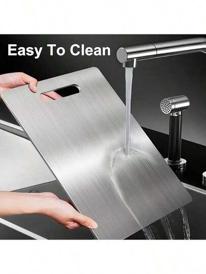 Tabla de cortar de acero inoxidable resistente - Superficie antiadherente de doble cara, fácil de limpiar y resistente a los arañazos - Ideal para carne, verduras, frutas - Tabla de preparación para encimera de cocina - Diseño higiénico para alimentos, preparación de alimentos, menaje de cocina moderno, durable
