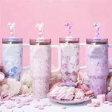 Compatible With Stanley 40 Oz H2.0 Tumbler With Handle, Double Walled Vacuum Insulated Stainless Steel Water Bottle Premium Summer Drink Ware Portable Handy Flask Travel Mug Iced Coffee Cup For Outdoor Camping, Hiking, Driving, Travel, Perfect Gift Idea - trắng - Xem 4