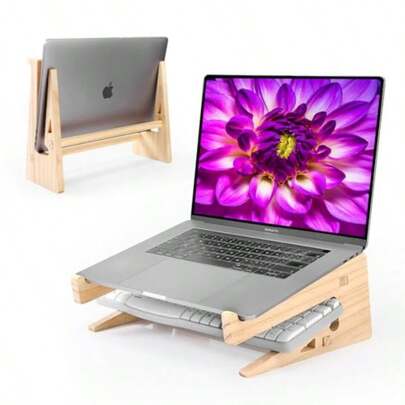 Wood Laptop StandUniversal Computer Stands For Desk Vertical Laptop Holder For MacBook Pro Wooden Laptop Riser For MacBook Air  HP  Compatible With 13.3 To 17.3 Inches All Laptops