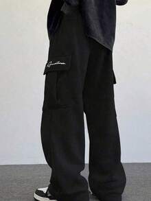 1pc Boys/Teens Versatile Letter Print Loose Fit Outdoor Casual Cargo Pants