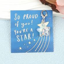 1pc/5pcs Shiny Resin Pentagram Keychain With "Proud Of You, You're A Star" Encouragement Card, Cute Mini Souvenir - Also A Special Symbol Of Encouragement, Suitable For New Year, Birthday, Wedding, Holiday Party Gifts, Unique Decoration - Multicolor - View 11