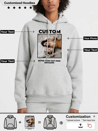 A Plush Hoodie For Winter, Upload Your Pictures, Make A Personalized Dress For Your Family As A Gift,