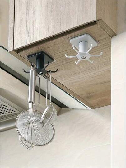 Must-Have Rotating Hooks, 1-PC Under-Cabinet Flip Hooks Set, Ultimate Organizer For Ramadan Christmas Cooking, No-Drill Easy Install