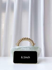 1pc Teal Marble Pattern Handbag, Electroplated Cloud Color, Suitable For Formal Occasions, Vintage Elegant Ladies Clutch Bag, Party Accessory - Cadet Blue - View 9