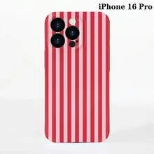1pc Minimalist Stripe Pattern Perforated Glossy Filmic Case Full Protective Hard Phone Cover, Compatible With IPhone 11/12/13/14/15/16 Pro Max Waterproof Shockproof Anti-Fall Scratch Resistant