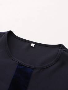 2pcs African Men's Long Sleeve Embroidered Patchwork Round Neck Shirt And Casual Pants Set, Suitable For Festivals, Weddings, Parties And Other Occasions - Navy Blue - View 7