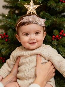 3 Stück/Set süße Baby Mehrfarbig Rosenblüten, Chiffon Blumen & Spitzenblumen Dekor Elastische Stirnbänder