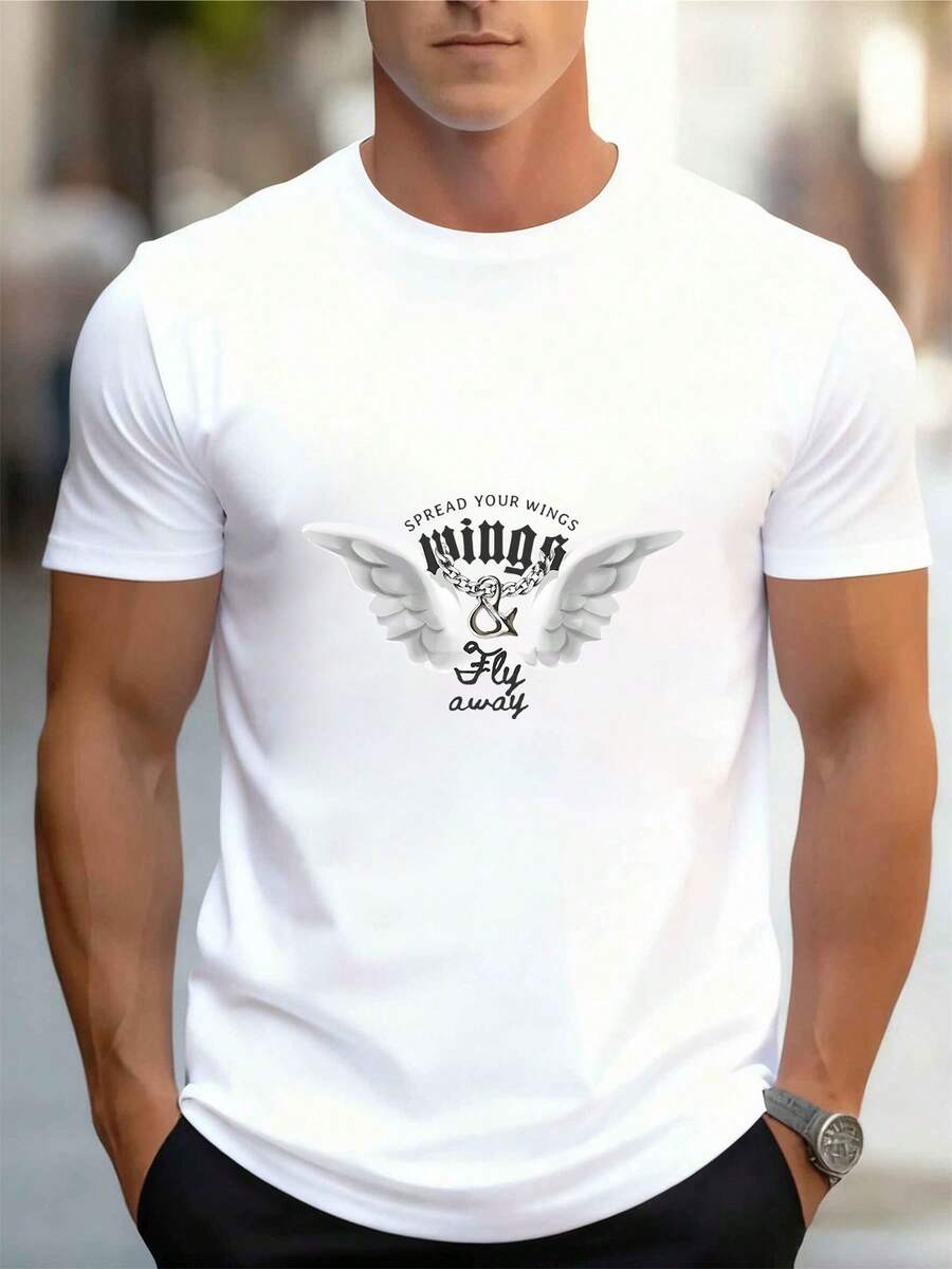 Camiseta de opciones multicolor para hombres de algodón puro, impresa, de manga corta, cómoda y ajustada - Blanco - Ver 1