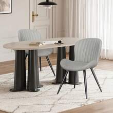 Nalupatio Set Of 2 Dining Chairs, Modern Dining Room Chairs Comfy Backrest Thick Upholstered Kitchen Chairs 19IN Height With Metal Legs Grey, Suitable For Dining Room, Living Room, Study Room - Màu Xám nhạt - Xem 6
