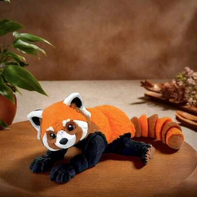 1 件逼真可移动手臂红熊猫雕像 - 橙色和黑色皮毛，动漫/逼真装饰 - 生日、圣诞节、家庭/办公室收藏玩具 - 野生动物爱好者 3D 打印礼物，精细皮毛工艺，复杂关节设计，节日派对礼物，艺术雕塑